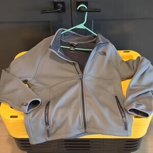 The North Face Gray Full Zip Jacket M Men's Stand-Up Collar Logo Outdoor Med